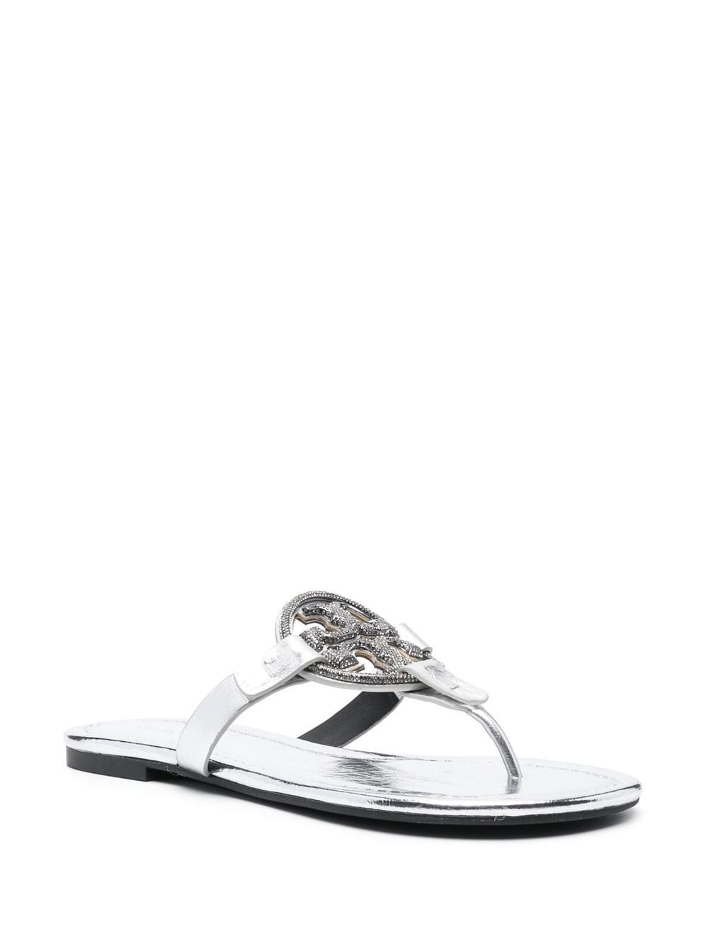 Tory burch silver slides hotsell
